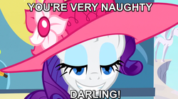 Size: 1024x575 | Tagged: safe, rarity, g4, bedroom eyes, courage the cowardly dog, female, image macro, meme, solo