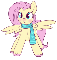 Size: 500x530 | Tagged: safe, artist:lulubell, fluttershy, g4, blushing, clothes, cute, female, scarf, shyabetes, simple background, solo, transparent background