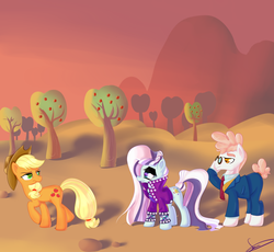 Size: 5000x4594 | Tagged: safe, artist:styber, applejack, coloratura, svengallop, earth pony, pony, g4, the mane attraction, absurd resolution, apple, apple tree, countess coloratura, tree
