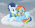 Size: 1600x1280 | Tagged: safe, artist:whisperseas, rainbow dash, soarin', pony, g4, blushing, clothes, cloud, cuddling, cute, dashabetes, female, hug, male, scarf, shared clothing, shared scarf, ship:soarindash, shipping, snuggling, straight, tsunderainbow, tsundere, watermark, winghug