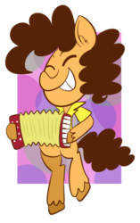 Size: 376x600 | Tagged: safe, artist:typhwosion, cheese sandwich, earth pony, pony, g4, accordion, bipedal, eyes closed, male, musical instrument, simple background, smiling, solo, transparent background