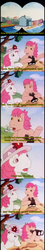 Size: 450x2520 | Tagged: safe, screencap, patch (g1), sweetheart, earth pony, pony, g1, my little pony tales, who's responsible, binoculars, bipedal, female, male, subtitles