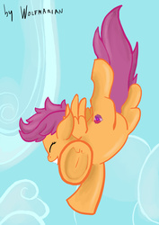 Size: 3508x4961 | Tagged: safe, artist:wolfmarian, scootaloo, g4, cutie mark, female, flying, scootaloo can fly, solo, the cmc's cutie marks