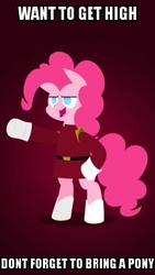 Size: 281x499 | Tagged: safe, pinkie pie, earth pony, pony, g4, futurama, image macro, male, meme, zapp brannigan