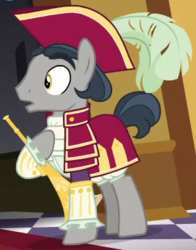 Size: 271x345 | Tagged: safe, screencap, basalt bringer, g4, make new friends but keep discord, my little pony: friendship is magic, announcer, background pony, cropped, solo