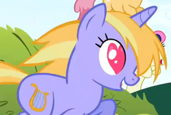 Size: 324x218 | Tagged: safe, screencap, ballad, bon bon, dizzy twister, orange swirl, sweetie drops, earth pony, pegasus, pony, unicorn, g4, lesson zero, season 2, background pony, cropped, female, heart eyes, mare, running, solo focus, wingding eyes