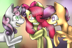 Size: 1800x1200 | Tagged: safe, artist:saundveyvpay, apple bloom, scootaloo, sweetie belle, g4, cutie mark crusaders