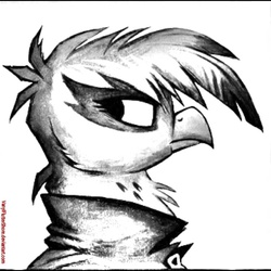 Size: 800x800 | Tagged: safe, artist:vanylfluttershore, gilda, griffon, g4, female, grayscale, monochrome, solo