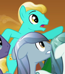 Size: 322x368 | Tagged: safe, screencap, bright smile, castle (crystal pony), crystal arrow, crystal beau, night knight, rubinstein, crystal pony, pony, g4, the crystal empire, background pony, cropped, male, solo focus, stallion