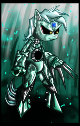 Size: 700x1100 | Tagged: safe, artist:alvh-omega, lyra heartstrings, pony, robot, g4, bipedal, claws, female, solo