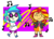 Size: 673x487 | Tagged: safe, artist:typhwosion, dj pon-3, sunset shimmer, vinyl scratch, equestria girls, g4, chibi, duo, music notes, simple background, transparent background