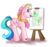 Size: 1612x1525 | Tagged: safe, artist:prettywitchdoremi, minty, toola-roola, earth pony, pony, g3, canvas, easel, female, heart, heart eyes, mare, paintbrush, painting, simple background, solo, transparent background, wingding eyes