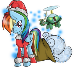 Size: 900x826 | Tagged: safe, artist:lyx-d, rainbow dash, tank, g4, tanks for the memories, christmas, clothes, costume, hat, holiday, how the grinch stole christmas, max (the grinch), rainbow grinch, santa costume, santa hat, the grinch