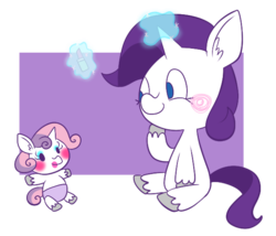 Size: 612x525 | Tagged: safe, artist:typhwosion, rarity, sweetie belle, pony, unicorn, g4, baby, baby pony, duo, makeup, simple background, transparent background