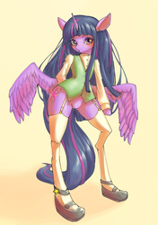 Size: 2039x2894 | Tagged: safe, artist:unousaya, twilight sparkle, anthro, g4, arm hooves, female, high res, solo, twilight sparkle (alicorn), zettai ryouiki