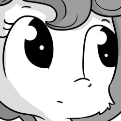 Size: 792x792 | Tagged: safe, artist:tjpones edits, edit, editor:dsp2003, oc, oc only, oc:brownie bun, earth pony, pony, bust, cheek fluff, cute, female, grayscale, monochrome, portrait, solo