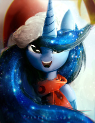 Size: 2550x3300 | Tagged: safe, artist:imachina, princess luna, g4, clothes, female, hat, high res, looking at you, santa hat, scarf, smiling, solo