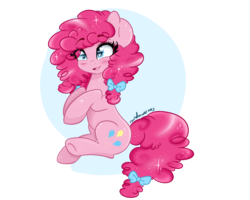 Size: 5000x4000 | Tagged: dead source, safe, artist:dreamyeevee, pinkie pie, g4, absurd resolution, alternate hairstyle, cute, diapinkes, eye clipping through hair, female, hair bow, heart eyes, pigtails, solo, wingding eyes
