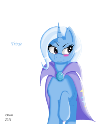 Size: 1302x1649 | Tagged: dead source, safe, artist:doomxwolf, trixie, pony, unicorn, g4, blushing, female, lip bite, mare, simple background, solo, transparent background