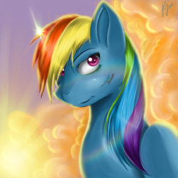 Size: 2000x2000 | Tagged: safe, artist:doomxwolf, rainbow dash, pony, g4, alternative cutie mark placement, cloud, female, solo