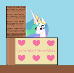 Size: 988x964 | Tagged: safe, princess celestia, g4, 1000 hours in ms paint, bronybait, charity, cute, cutelestia, female, kissing, kissing booth, meta, ms paint, solo, vector