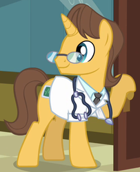 Size: 364x449 | Tagged: safe, screencap, doctor horse, doctor stable, pony, unicorn, g4, read it and weep, clothes, doctor, glasses, male, solo, stallion