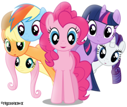 Size: 3542x3000 | Tagged: safe, artist:brony-works, applejack, fluttershy, pinkie pie, rainbow dash, rarity, twilight sparkle, g4, high res, looking at you, mane six, simple background, transparent background, vector