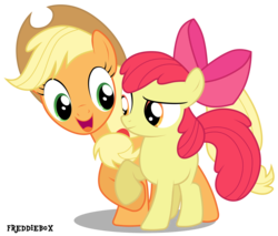 Size: 3526x3000 | Tagged: safe, artist:brony-works, apple bloom, applejack, g4, high res, simple background, transparent background, vector