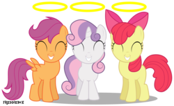 Size: 4891x3000 | Tagged: safe, artist:brony-works, apple bloom, scootaloo, sweetie belle, g4, cutie mark crusaders, simple background, transparent background, vector