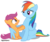 Size: 3604x3000 | Tagged: dead source, safe, artist:brony-works, rainbow dash, scootaloo, pegasus, pony, g4, my little pony: friendship is magic, sleepless in ponyville, female, filly, high res, lidded eyes, missing cutie mark, shadow, simple background, smiling, transparent background, vector, wip