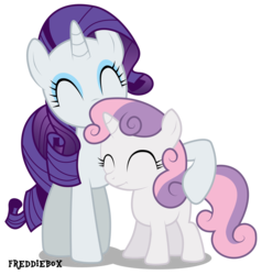 Size: 2850x3000 | Tagged: safe, artist:brony-works, rarity, sweetie belle, pony, unicorn, g4, ^^, belle sisters, duo, duo female, eyes closed, female, filly, foal, high res, mare, siblings, simple background, sisters, transparent background, vector