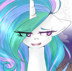 Size: 556x548 | Tagged: safe, artist:gelay-gulay, princess celestia, g4, crying, female, floppy ears, open mouth, solo