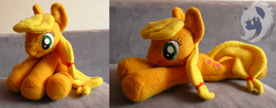 Size: 4499x1760 | Tagged: safe, artist:malwinahalfmoon, applejack, g4, beanie (plushie), irl, photo, plushie, solo