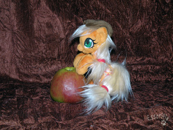 Size: 1200x900 | Tagged: safe, artist:essorille, applejack, g4, apple, food, irl, photo, plushie, solo