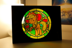 Size: 1024x683 | Tagged: safe, artist:snip-it, applejack, g4, craft, irl, photo, solo, stained glass