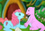 Size: 500x351 | Tagged: safe, screencap, baby cuddles, spike (g1), g1, the end of flutter valley, bandage, injured
