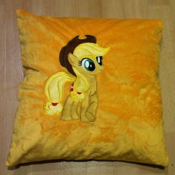 Size: 680x684 | Tagged: safe, artist:graythezebra, applejack, g4, craft, embroidery, female, photo, pillow, solo