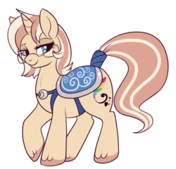Size: 500x480 | Tagged: safe, artist:lulubell, oc, oc only, oc:lulubell, freckles, glasses, saddle, simple background, solo, transparent background