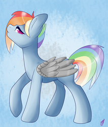 Size: 1700x2000 | Tagged: safe, artist:girorogirl, rainbow dash, g4, my little pony: friendship is magic, the cutie re-mark, alternate timeline, amputee, apocalypse dash, augmented, crystal war timeline, female, prosthetic limb, prosthetic wing, prosthetics, solo, wings