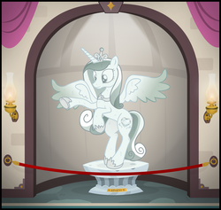 Size: 2030x1925 | Tagged: safe, artist:icaron, princess cadance, g4, hoof shoes, inanimate tf, museum, objectification, petrification, plinth, post-transformation, princess shoes, show accurate, solo, stanchion, statue, story included, transformation