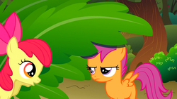 Size: 1366x768 | Tagged: safe, screencap, apple bloom, scootaloo, g4, the show stoppers