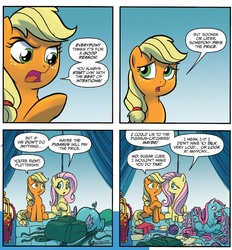 Size: 1295x1396 | Tagged: safe, artist:tony fleecs, idw, applejack, fluttershy, pigasus, friends forever #23, g4, my little pony: friends forever, spoiler:comic