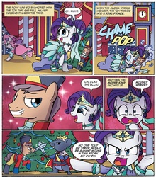 Size: 1314x1491 | Tagged: safe, artist:agnesgarbowska, idw, official comic, rarity, sweetie belle, g4, spoiler:comic, spoiler:comicholiday2015, ballet, cape, clara, clothes, crown, duel, fourth wall, mouse king, nutcracker, sword, sword fight, the nutcracker, weapon