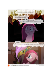 Size: 3541x5016 | Tagged: safe, artist:gashiboka, pinkie pie, oc, oc:gold lily, earth pony, pony, unicorn, comic:recall the time of no return, g4, comic, implied death, implied tyrant sparkle, patreon, patreon logo, pinkamena diane pie