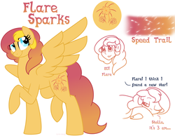 Size: 900x700 | Tagged: safe, artist:faith-wolff, oc, oc only, oc:flare sparks, pegasus, pony, equestria girls, g4, faithverse, female, humanized, mare, next generation, offspring, parent:flash sentry, parent:sunset shimmer, parents:flashimmer, raised hoof, reference sheet, solo, speed trail