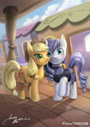 Size: 480x679 | Tagged: safe, artist:hertro, applejack, coloratura, g4, my little pony: friendship is magic, the mane attraction, cute, duo, rarabetes