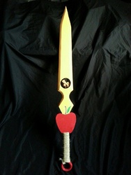 Size: 720x960 | Tagged: safe, artist:mildars-props, applejack, g4, craft, irl, my little arsenal, photo, solo, sword, weapon