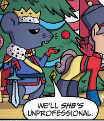 Size: 313x365 | Tagged: safe, idw, g4, my little pony holiday special 2015, spoiler:comic, ballet, comic, fail, grammar error, irony, misspelling, mouse king, professionalism, the nutcracker, you had one job