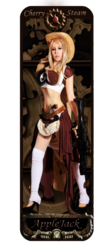 Size: 2616x6000 | Tagged: safe, artist:cherrysteam, applejack, human, g4, belly button, bookmark, clothes, cosplay, costume, craft, irl, irl human, midriff, photo, steampunk