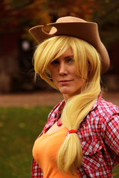 Size: 1024x1536 | Tagged: safe, artist:saunamaku, applejack, human, g4, clothes, cosplay, costume, irl, irl human, photo